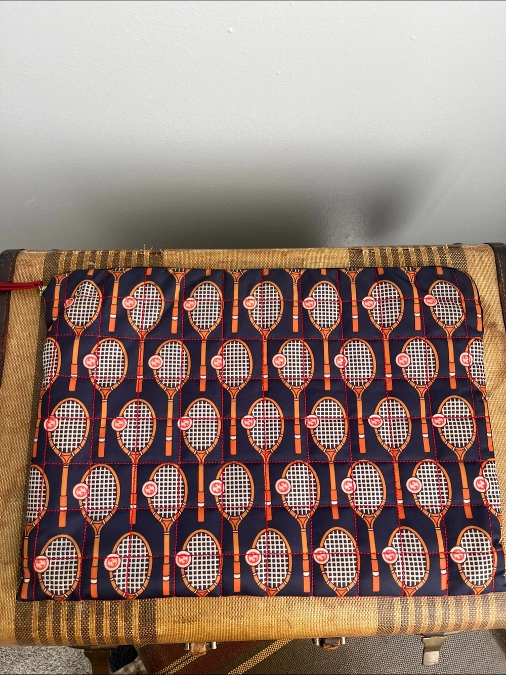 Gucci Navy and Orange Tennis Racket Laptop Sleeve